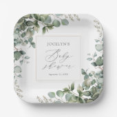Elegant Greenery Eucalyptus Baby Shower Pappteller (Vorderseite)