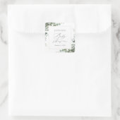 Elegant Greenery Eucalyptus Baby Shower Quadratischer Aufkleber (Tasche)