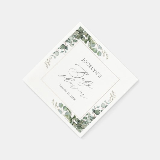 Elegant Greenery Eucalyptus Baby Shower Serviette (Ecke)