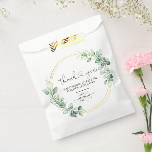 Elegant Greenery Eucalyptus Baby Shower Vielen Dan Geschenktütchen (Versiegelt)