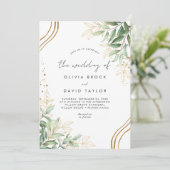 Elegant Greenery Eucalyptus Blätter Foto Wedding Einladung (Stehend Vorderseite)