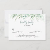 Elegant Greenery Eucalyptus Blätter Hochzeitliches RSVP Karte (Vorderseite)