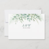 Elegant Greenery Eucalyptus Blätter Hochzeitliches RSVP Karte (Rückseite)