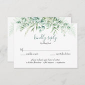 Elegant Greenery Eucalyptus Blätter Hochzeitliches RSVP Karte (Vorne/Hinten)