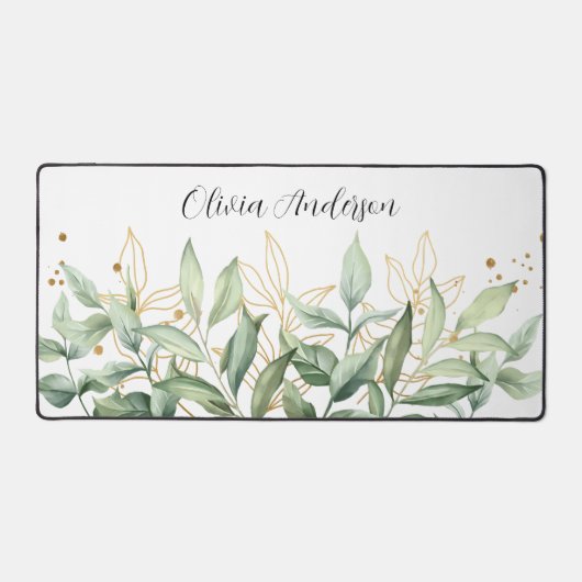 Elegant Greenery Eucalyptus Blätter Name Desk Mat Schreibtischunterlage (Vorderseite)