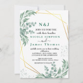 Elegant Greenery Eucalyptus Blätter Wedding Einladung (Vorderseite)