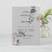 Elegant Greenery Eucalyptus Blätter Wedding Invita Einladung (Stehend Vorderseite)