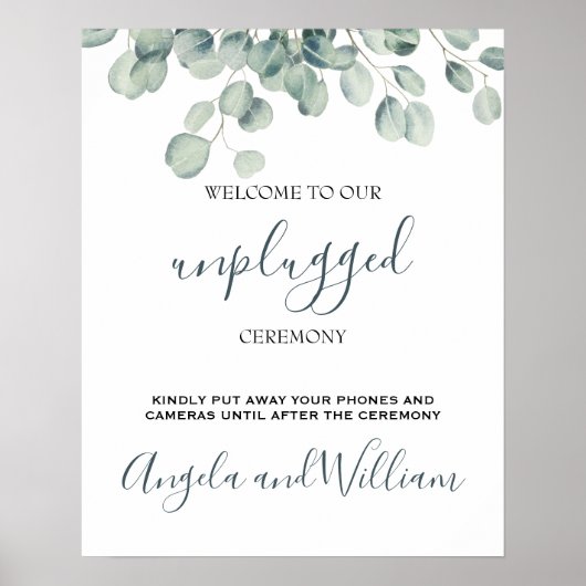 Elegant Greenery Eucalyptus Blätter Wedding Poster (Vorne)