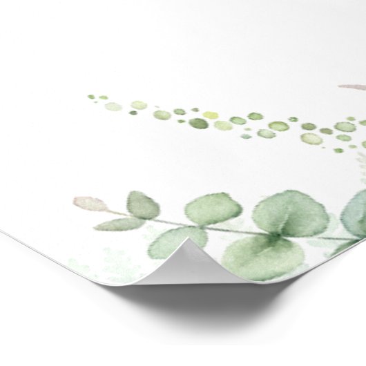 Elegant Greenery Eucalyptus Blätter Wedding Poster (Ecke)