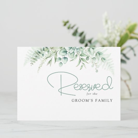 Elegant Greenery Eucalyptus Blätter Wedding Reserv (Stehend Vorderseite)
