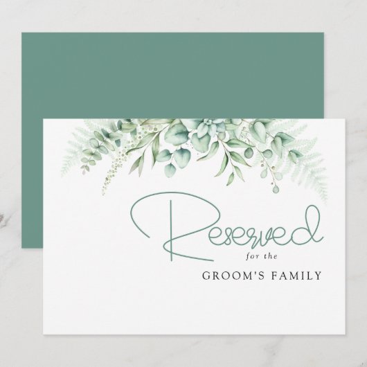 Elegant Greenery Eucalyptus Blätter Wedding Reserv (Vorne/Hinten)