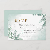 Elegant Greenery Eucalyptus Blätter Wedding RSVP Karte (Vorne/Hinten)
