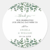 Elegant Greenery Eucalyptus Blätter Wedding Runder Aufkleber (Vorderseite)