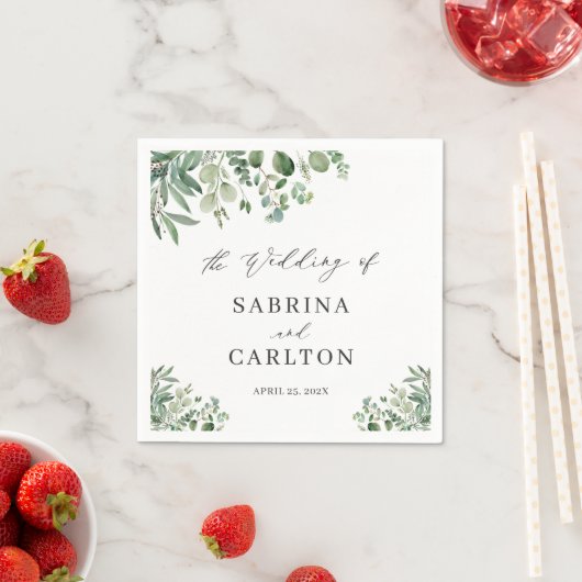 Elegant Greenery Eucalyptus Blätter Wedding Serviette (Beispiel)