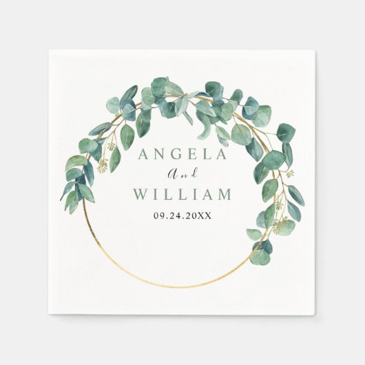 Elegant Greenery Eucalyptus Blätter Wedding Serviette (Vorderseite)