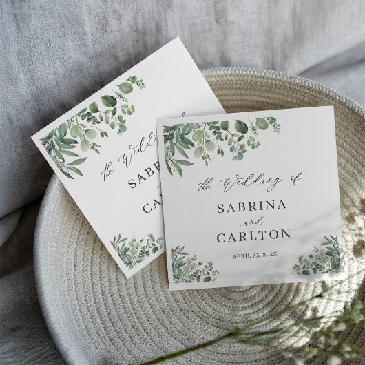 Elegant Greenery Eucalyptus Blätter Wedding Serviette