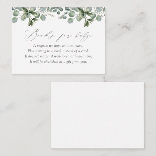Elegant Greenery Eucalyptus Books for Baby Begleitkarte (Vorne/Hinten)