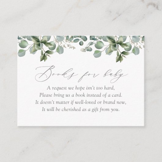 Elegant Greenery Eucalyptus Books for Baby Begleitkarte (Vorderseite)