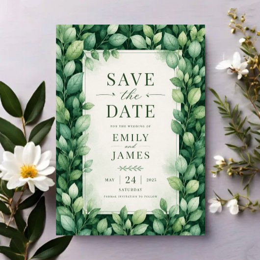 Elegant Greenery Eucalyptus Botanical  Save The Date