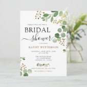 Elegant Greenery Eucalyptus Brautparty Einladung (Stehend Vorderseite)