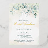 Elegant Greenery Eucalyptus Bridal Luncheon Gold Folieneinladung (Vorderseite)