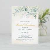 Elegant Greenery Eucalyptus Bridal Luncheon Gold Folieneinladung (Stehend vorne)