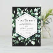 Elegant Greenery Eucalyptus Digital Wedding Save The Date (Stehend Vorderseite)