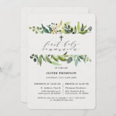 Elegant Greenery Eucalyptus First Communion Einladung (Vorne/Hinten)