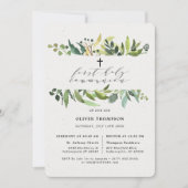 Elegant Greenery Eucalyptus First Communion Einladung (Vorderseite)