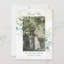Elegant Greenery Eucalyptus Foto Wedding Dankeskarte