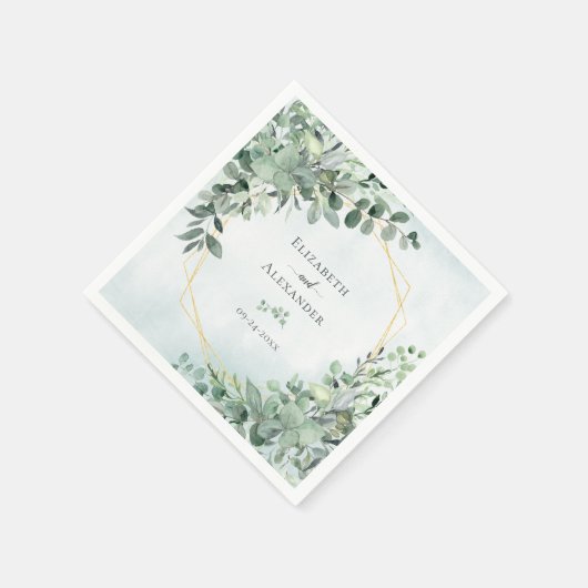 Elegant Greenery Eucalyptus Geometric Wedding Serviette (Ecke)