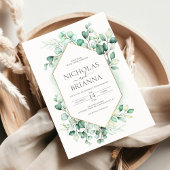 Elegant Greenery Eucalyptus Gold Rustikale Hochzei Einladung