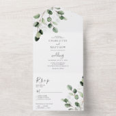 Elegant Greenery Eucalyptus Gold Wedding All In One Einladung (Innen Boden)