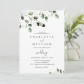 Elegant Greenery Eucalyptus Gold Wedding Einladung (Stehend Vorderseite)