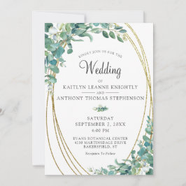 Elegant Greenery Eucalyptus Gold Wedding Einladung