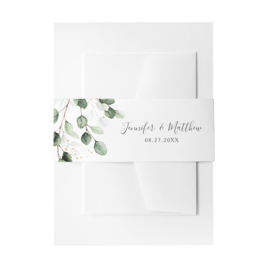 Elegant Greenery Eucalyptus Gold Wedding Einladungsbanderole (Vorderseite Beispiel)