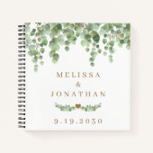 Elegant Greenery Eucalyptus Gold Wedding Guestbook Notizblock (Vorderseite)