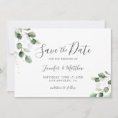 Elegant Greenery Eucalyptus Gold Wedding Save The Date (Vorderseite)