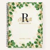 Elegant Greenery Eucalyptus Mit Monogramm Notizblock (Vorderseite)