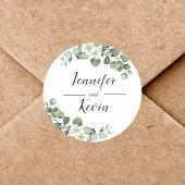Elegant Greenery Eucalyptus Personalisiert Wedding Runder Aufkleber
