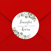 Elegant Greenery Eucalyptus Personalisiert Wedding Runder Aufkleber