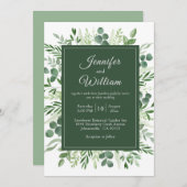 Elegant Greenery Eucalyptus Rustic Wedding Einladung (Vorne/Hinten)