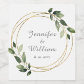 Elegant Greenery Eucalyptus Rustic Wedding Weinetikett (Einzelnes Label)