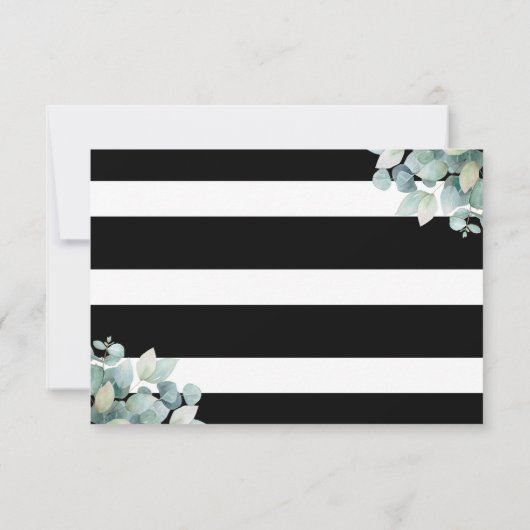 Elegant Greenery Eucalyptus Schwarz-weiß Wedding RSVP Karte (Rückseite)