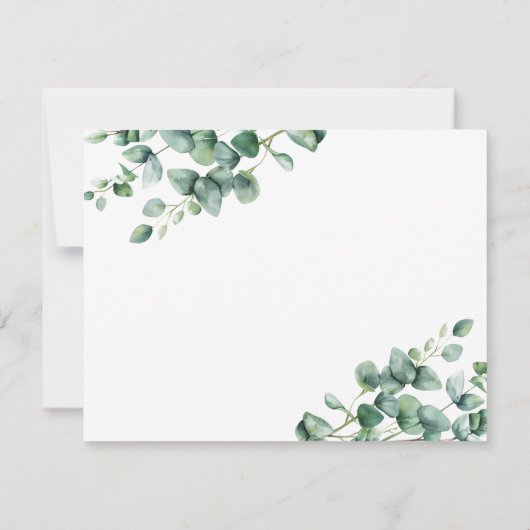 Elegant Greenery Eucalyptus script wedding RSVP Karte (Rückseite)