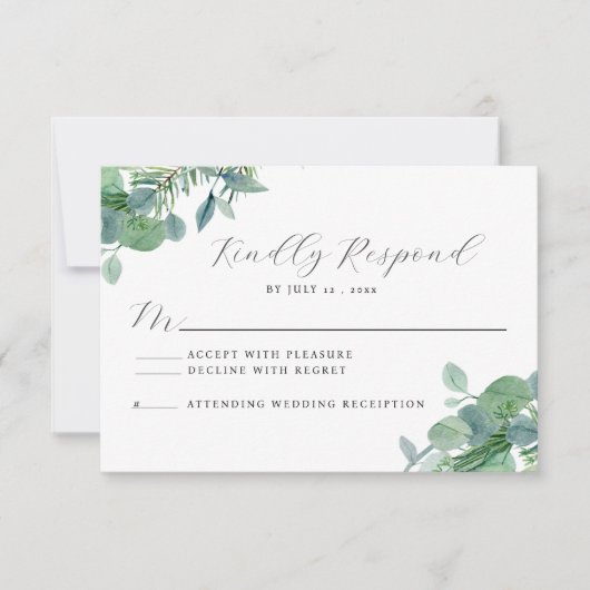 Elegant Greenery Eucalyptus UAWG Response Card Dankeskarte (Vorderseite)
