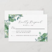 Elegant Greenery Eucalyptus UAWG Response Card Dankeskarte (Vorne/Hinten)