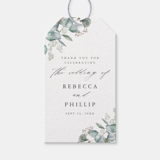 Elegant Greenery Eucalyptus Vielen Dank Geschenkanhänger (Vorderseite)