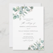 Elegant Greenery Eucalyptus Watercolor Wedding Einladung (Vorderseite)