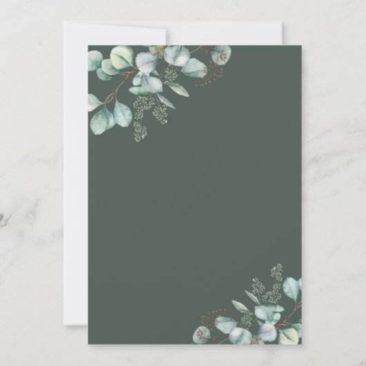 Elegant Greenery Eucalyptus Watercolor Wedding Einladung (Rückseite)